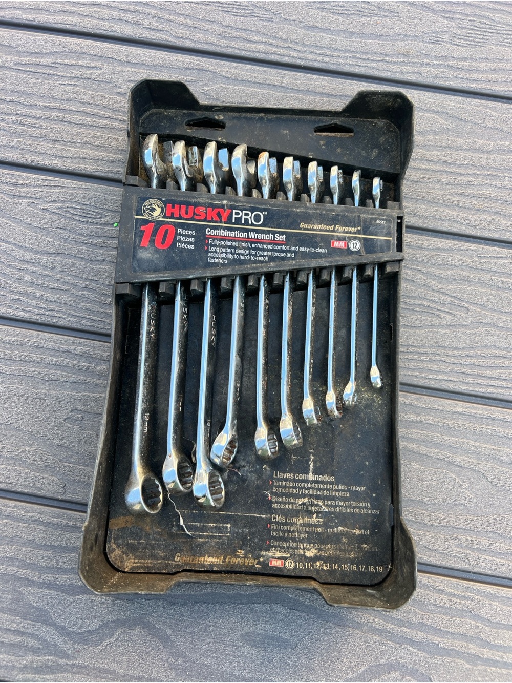 10-Piece Combination Wrench Set - Black/Silver